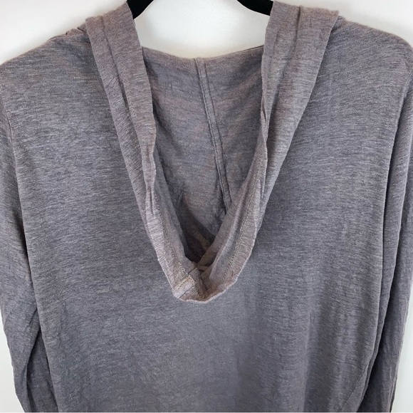 Cynthia Rowley sz M Dark Grey 100% Linen Open Hooded Cardigan Tunic Sweater - Picture 4 of 6